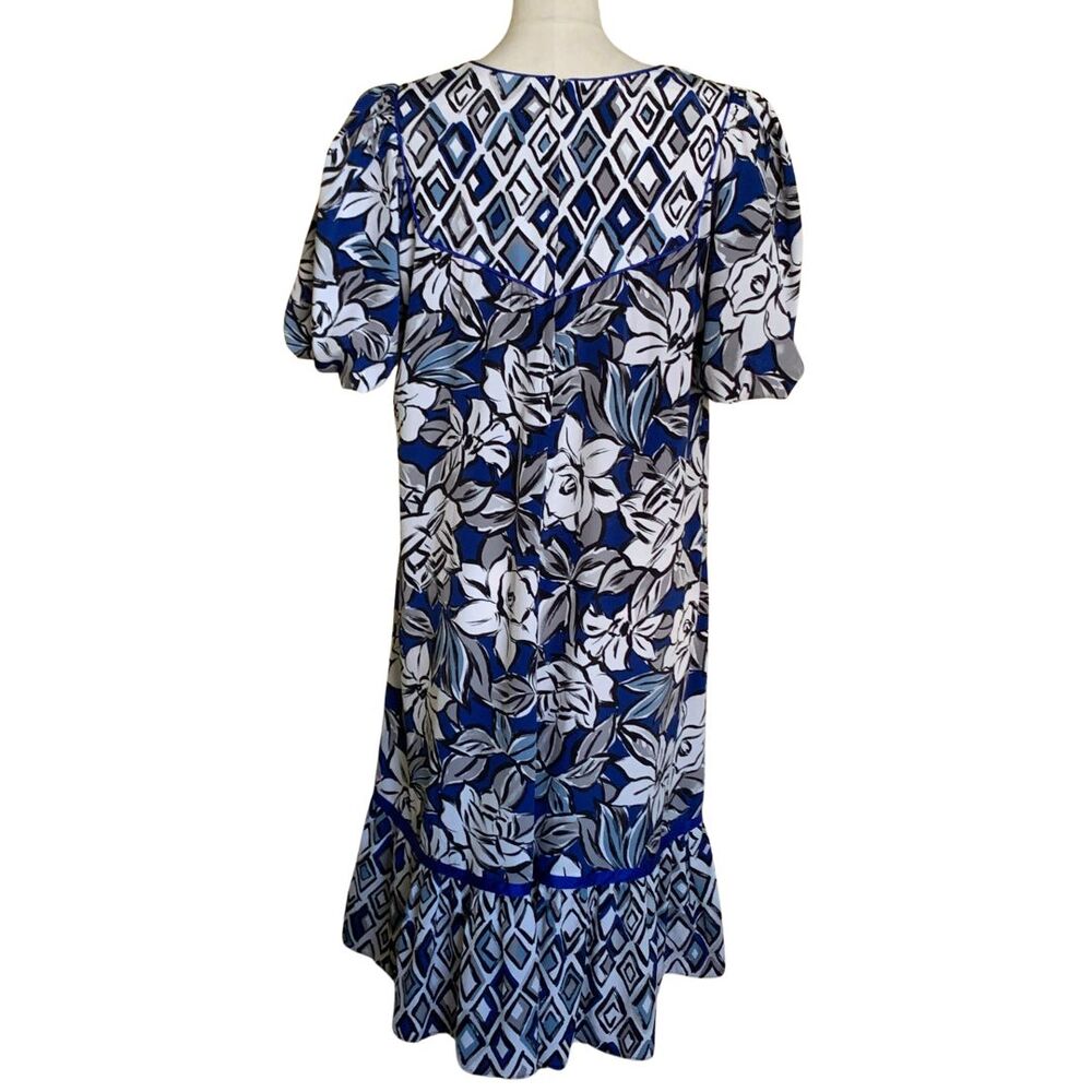 Vintage Liberty House Hawaiian Muu Muu Dress Naturally Petite Blue Floral - Picture 3 of 12